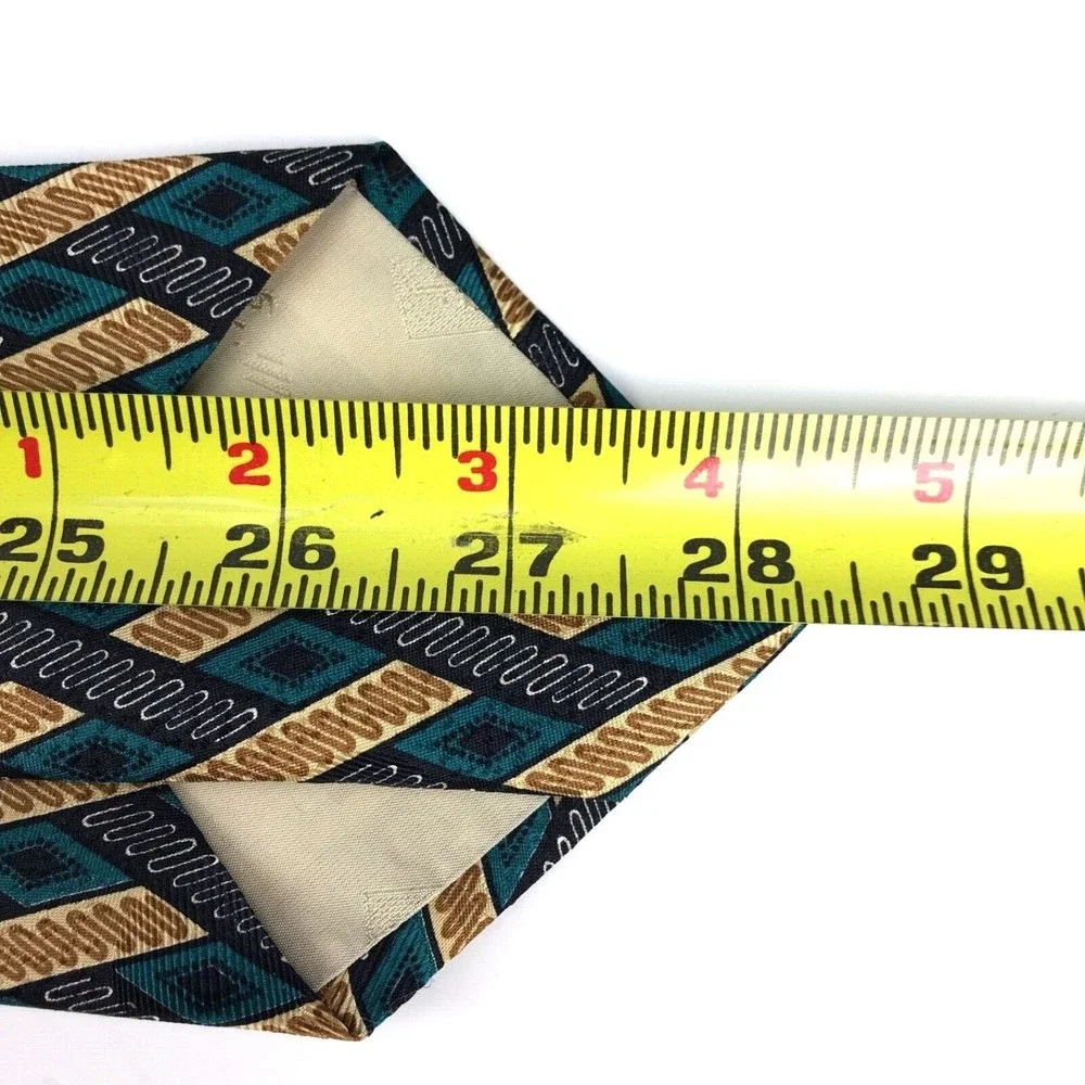 FUMAGALLI'S Men's Silk Necktie Italy Design Made in Spain Geometric Brown/Green